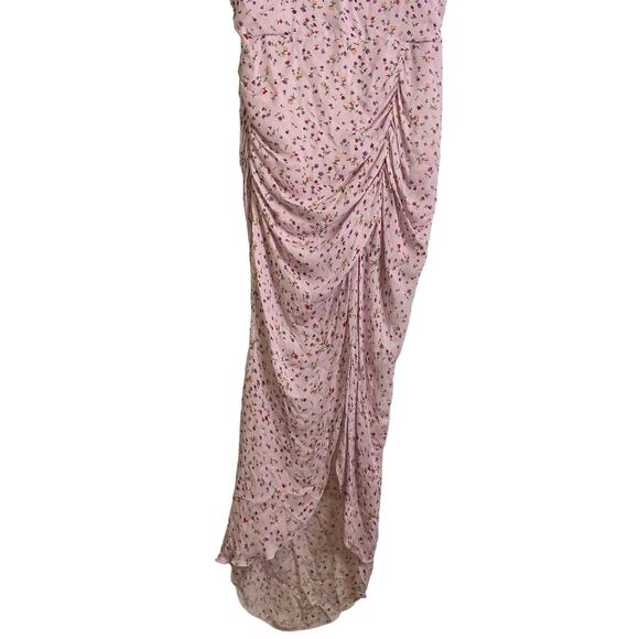 Nicholas Floral Silk Dress Drape Front Ruched Asymmetrical Gala Formal Size 14 - Picture 8 of 14